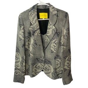 Flores & Flores Vintage Metallic Rose Jacquard Blazer and Camisole Set Size 10